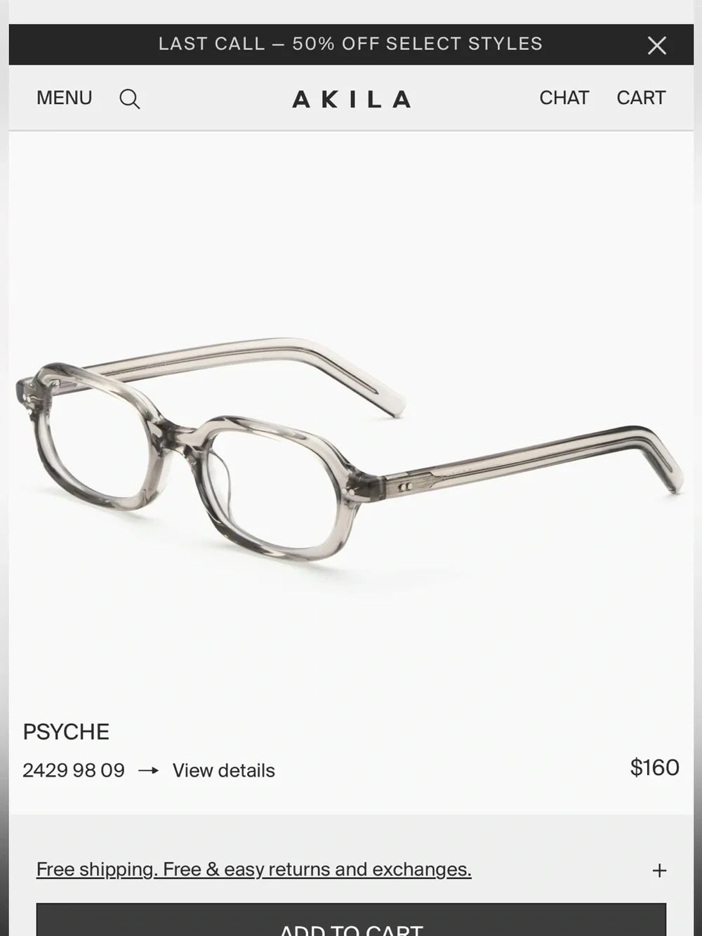 Akita Psyche Smoke Gray Rectangular Glasses